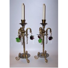 Pair of Brass and Metal 18" tall Candle Holders circa 1990's   362245819473